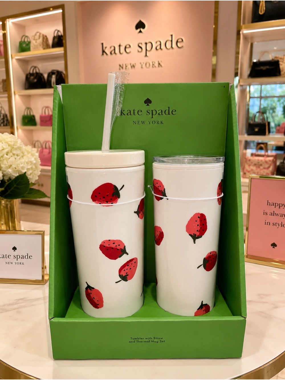 kate spade White Tumbler Duo with Strawberries